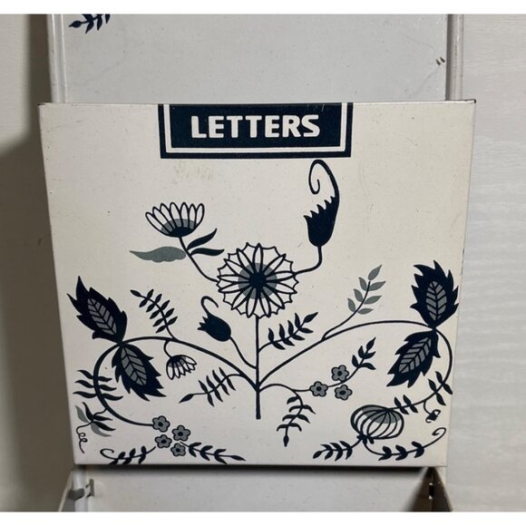 Metal Wall Organizer For Letters Bills & Misc Blue Floral Design - Picture 4 of 10